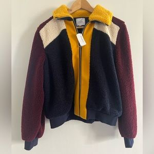 J.O.A. NWT Amazing Color Blocked Faux Fur Shearling Coat